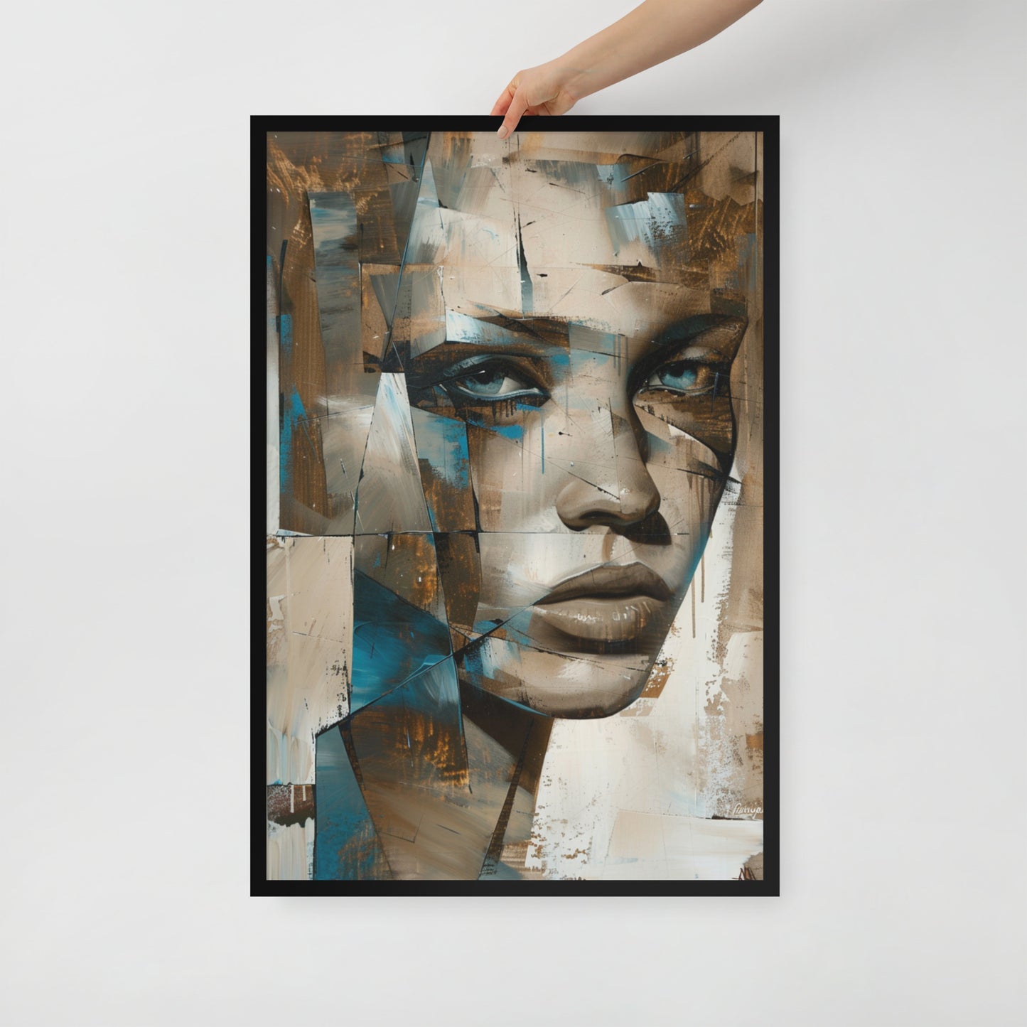 Abstract portret ingelijste poster